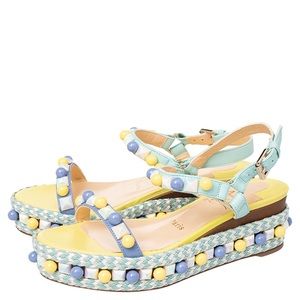 Christian Louboutin Multicolor Leather Cataconico Espadrille Platform Sandals
